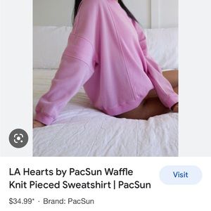 PacSun LA Hearts Pink Waffle Knit Sweatshirt